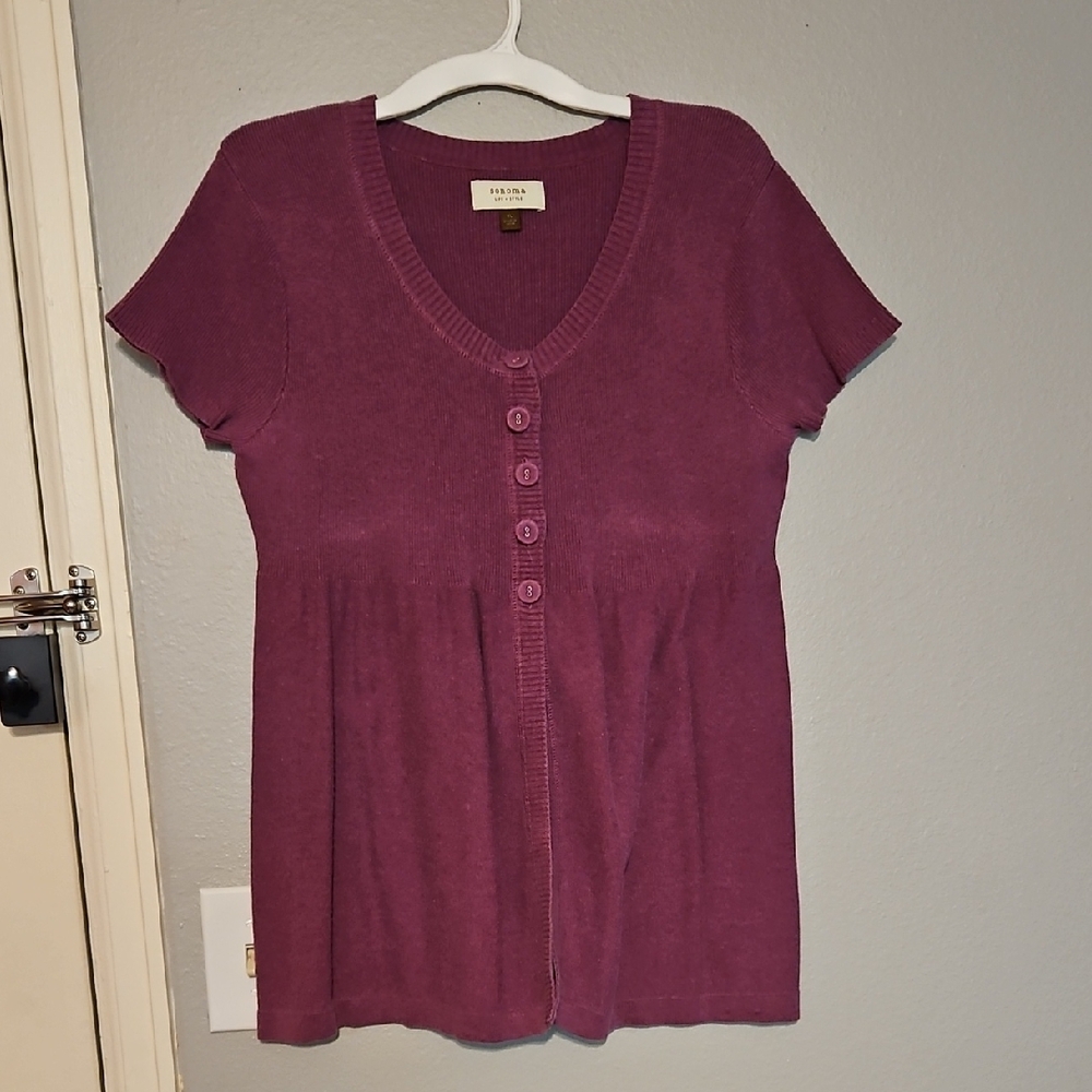 Sonoma Plum Button Down Sweater